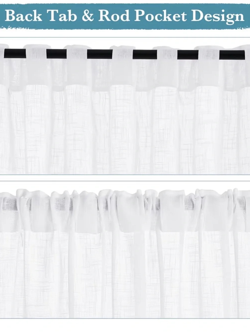Curtain/Sheers, White. 50x108 Panels. 4 Available.